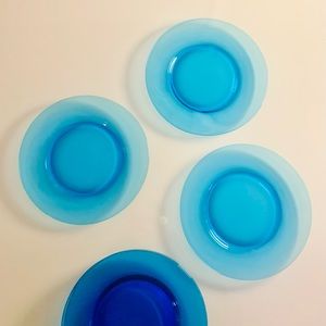 1960’s Electric Aqua Blue Glass Luncheon/Salad Plates - Set of 6